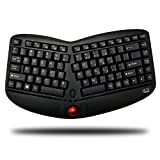 Adesso WKB-3150UB - Wireless Ergonomic Keyboard with Built-in Removable Trackball and Scroll Wheel, Split Key, Long Battery Life, Small and Portable -Compatible for Laptop/Desktop/PC/Windows XP/7/8/10