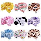 9 Pcs Headbands Bow Shower Elastic Hair Band Coral Fleece Headbands for Washing Face Headwraps for Makeup Cosmetic Sweet Headbands