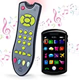 CCYYZZ TV Remote Control Toy and Smartphone Toy Bundle for Boys and Girls, Learning Remote and Pretend Mobile Phone Toys for Babies, Kids, Gifts for Holiday, Birthday