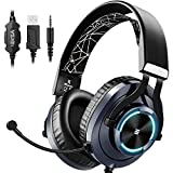 EKSA Gaming Headset with Microphone, Xbox One Headset with Noise Cancelling Mic & RGB Light - Gaming Headphones for PC, Laptop, Xbox One Controller (Adapter Not Included), PS4 - 3.5mm cable
