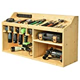 Power Tools Storage Organizers and Cabinets, Drill Charging Station, 5 Drill Hanging Slots, Wall Mount Impact Drivers Storage Dock with Widened Room for Circular Saw, Impact Wrench, Screwdriver Drill