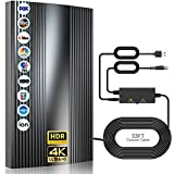 2022 Upgraded Digital TV Antenna Up 470 Miles Range, Indoor Outdoor Antenna for All Old Smart HDTVs, 360° Reception 4K 1080P HD Antenna with Amplifier Signal Booster/33ft Thick Coaxial Cable