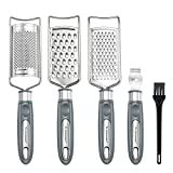 To encounter Cheese Grater, Zester Grater, Stainless Steel Grater for Ginger, Garlic, Nutmeg, Chocolate, Vegetables, Lemon, Dishwasher Safe, Set of 5 (Grey)