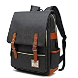 MANCIO Slim Laptop Backpack with USB Charging Port,Vintage Tear Resistant Business Bag for Travel, College, School, Casual Daypacks for Men,Women, Fits up to 15.6Inch Macbook in Black