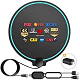 Digital HDTV Antenna Long Range 380 Miles Indoor Amplified Signal Booster Support 4K 1080P UHF VHF FM Local Channels with 13.4ft Coax Cable and USB Power Adapter