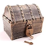 Lingway Toys Kids Pirate Treasure Chest Large Size Teacher's Favorite Treasures Collection Storage Box with 2 Sets of Locks and Keys Only(Vintage Bronze Coating,6.3'X4.8'X5.2')