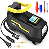 VacLife AC/DC 2-in-1 Tire Inflator - Portable Air Compressor, Air Pump for Car Tires (up to 50 PSI), Electric Bike Pump (up to 150 PSI) w/Auto Shut-Off Function, Model: ATJ-1666, Yellow (VL708)