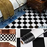 Livelynine 15.8X394 Inch Black and White Contact Paper for Cabinets Bedroom Floor Wallpaper Vinyl Flooring Roll Peel and Stick Tiles for Bathroom Waterproof Kitchen Flooring Tile Stickers Checkered