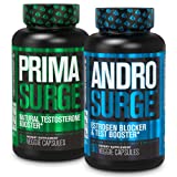 Testosterone Booster & Estrogen Blocker for Men - Androsurge Anti-Estrogen for Men + Primasurge Natural Test Booster for Men - One Month Supply