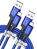Micro USB Cable Android Charger, JSAUX (2-Pack 6.6FT) Micro USB Android Charger Cable Nylon Braided Cord Compatible with Galaxy S7 S6 J7 Edge Note 5, Kindle. MP3 and More-Blue