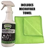 Shine Doctor Motorcycle Cleaner 32 oz. with Microfiber Towel Cleans Chrome, Wheels and Glass and Removes Grime and Grease