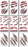 9pcs Horror Realistic Fake Bloody Wound Stitch Scar Scab Waterproof Temporary Tattoo Sticker Halloween Masquerade Prank Makeup Props