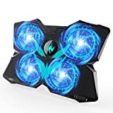Laptop Cooling Pad, Gaming Laptop Cooler Stand with 4 Silent Big Fans for Notebook, Stable Cooling Pad for Laptop, 2 USB Powered Fan Compatible up to 17”, Control Fan Speed for PC, 2020 New (Blue)