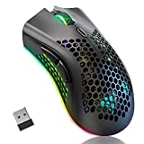 BENGOO KM-1 Wireless Gaming Mouse, Computer Mouse with Honeycomb Shell, 6 Programmed Buttons, 3 Adjustable DPI, USB Receiver, Ergonomic RGB Optical Gamer Mice Mouse for Laptop PC Mac