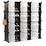 VTRIN Portable Shoe Rack Organizer 48 Pair Tower 4 Tiers Shoe Rack for Entryway Shelf Storage Cabinet Stand for Heels Boots Slippers Cabinet Narrow Standing Stackable Space Saver Shoe Rack Black