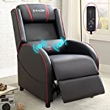 Homall Gaming Recliner Chair Racing Style Single Living Room Sofa Recliner PU Leather Recliner Seat Home Theater Seating (Red, Massage)