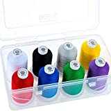 New brothread - 9 Options -8 Snap Spool of Multi-Purpose 100% Mercerized Cotton Thread 50S/3 600M Each Spool with Clear Plastic Storage Box for Quilting, Serger, Sewing,Embroidery-Classic(Basic Color）