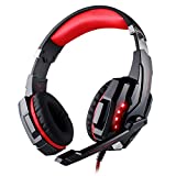 KOTION EACH G9000 Gaming Headset, 3.5mm LED Light Game Headset for PlayStation 4 PS4 with Microphone for Laptop, Tablets, Computers, iPhone and Smartphones (Blue in Black)