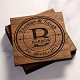 Personalized Coasters Handmade in the USA, Wedding Gifts, Anniversary Gifts, Wooden Custom Engraved Coaster Present for husband, Parents, Grandparents, and Couples.