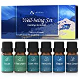 ASAKUKI Essential Oil Blends, Essential Oils for Diffusers for Home, Well-Being Gift Set - Calming, Dreams, Breathe, Relaxing, Mood, Fresh Air Aromatherapy Oils for Humidifiers, Massage, 6x10ml