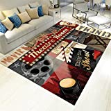 Full Size Vintage Movie Area Rug,3x4ft, Movie Theater Decor Accessories Home Theater Rug Cinema Sign Washable with Non-Slip Backing Home Decor Gamer Room Decor Living Room Bedroom 36x48in