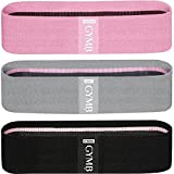 GYMB Resistance Band Set - Non Slip Cloth Exercise Bands to Workout Glutes, Thighs & Legs - Booty Band Training for Gym & Home Fitness, Yoga, Pilates - 3 Levels (Pink, Gray, Black)