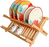 Bamboo 2 Tier Dish Drying Rack - Collapsible Dish Drainer Utensil Rack and Best Dish Holder for Kitchen Countertop by Royal Craft Wood