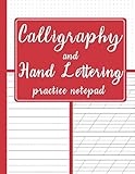 Calligraphy and Hand Lettering Practice Notepad: Modern Calligraphy Slant Angle Lined Guide, Dot Grid Paper Practice & Alphabet Practice Sheets for ... - Red Cover (Slanted Calligraphy Paper)