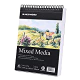 Bachmore Drawing Pad 9X12 Inch (110lb/180g), 60 Sheets, Top Spiral Bound Multi-Media for Artist Pro & Amateurs | Acrylic Art, Ink, Paint, Oil Pastels,Watercolor Mixed Media Sketch