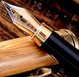 MONAGGIO Gorgeous Bamboo Fountain Pen made of Luxury Wood with Refillable Converter, Beautiful Wooden Case Set and Fine Nib Point. Works Smoothly with Disposable Cartridges. Fine Calligraphy Pens!