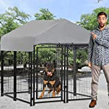 Welded Wire Dog Kennel Dog Crates Cage Large Metal Heavy Duty Outdoor Indoor Pet Playpen with a Roof and Water-Resistant Cover Animal Dog Enclosure for Large Dogs