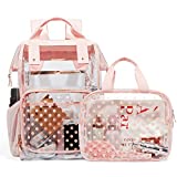 LIGHT FLIGHT Clear Backpack Heavy Duty Transparent Backpack Set See Through Bookbags Durable Backpacks for School, Security, Pink