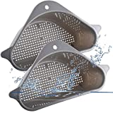 2 Pack Sink Basket, Corner Kitchen Sink Strainer Basket, Kitchen Triangular Sink Filter Multifunctional Drain Shelf for Food Catcher (Gray)
