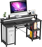 NOBLEWELL Computer Desk with Monitor Stand Storage Shelves Keyboard Tray，47' Studying Writing Table for Home Office (Black)
