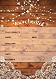 25 rustic invitations & 25 envelopes for wedding, bridal shower, birthdays, engagements, bachelorettes . This barn rustic invite style is also great for housewarming, retirement & rehersal parties.