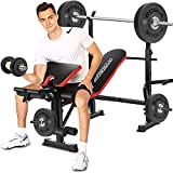 OppsDecor 330lbs 5 in 1 Adjustable Olympic Weight Bench Set with Leg Developer Preacher Curl Rack Multi-Function Bench Press Set for Full Body Workout
