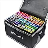 Alcohol Markers 168 Colors Dual Tips Permanent Art Markers Pen for Kids & Adult Brush Markers Highlighter Pen Sketch Markers for Drawing Sketching Adult Coloring,Alcohol-Based Markers（black)