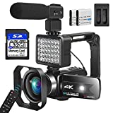 Video Camera Camcorder 4K 56MP Vlogging Camera with IR Night Vision 16X Digital Zoom, Microphone 2.4G Remote Control