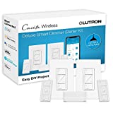 Lutron Caséta Deluxe Smart Dimmer Switch (2 Count) Kit with Caséta Smart Hub | Works with Alexa, Apple HomeKit, Ring, Google Assistant | P-BDG-PKG2W-A | White