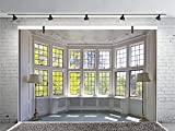 CSFOTO Polyester 5x3ft Big Bright Window Backdrop Zoom Room Background Window Garden Backdrop for Wall Zoom Living Room Office Backdrop for Video Conference Backdrops for Video Recording