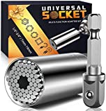Universal Socket Tools Gifts for Men Dad - Socket Set with Power Drill Adapter Super Universal Socket Grip Cool Gadgets for Men, Birthday Gifts for Men Women Husband Stocking Stuffers for Men(7-19mm)