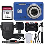 Kodak PIXPRO FZ55 Digital Camera (Blue) + 32GB Memory Card + Point and Shoot Camera Case + Extendable Monopod + Lens Cleaning Pen + LCD Screen Protectors + Table Top Tripod – Ultimate Bundle