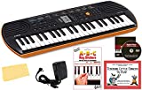 Casio SA-76 Mini Keyboard Bundle with Power Supply, Removeable Stickers, Instructional Book, Austin Bazaar Instructional DVD, and Polishing Cloth