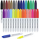 Nicecho Permanent Markers, 30 Colored Fine Point Marker Pens, Waterproof Marker Works on Paper, Plastic, Wood, Metal and Glass