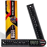 Digital Angle Finder Protractor, 2 in 1 Angle Finder Ruler with 7inch/200mm, Angle Measuring Tool for Woodworking/Carpenter/Construction/DIY Measurement Tools (2 Batteries Included)
