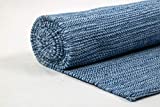 Handmade Organic Cotton Yoga Mat by Live Well 360 - Natural Yoga Mat - Exercise, Workout, & Fitness Rug Made of 100% Cotton - Woven Material - Hand-Crafted, Absorbent & Washable - 78' x 27' (Blue)