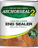 ANCHORSEAL 2 Hybrid Log & Lumber end Grain Sealer - Water-Based Wax & Polymer Prevents up to 90% of end Checking (Drying Splits) on Cut Ends. Green Wood Sealer for Turning Blanks & Bowls. (1 Gallon)