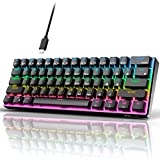 RK ROYAL KLUDGE RK61 Wired 60% Mechanical Gaming Keyboard RGB Backlit Ultra-Compact Hot-Swappable Brown Switch Black