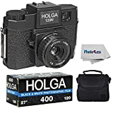 Holga 120N Medium Format Film Camera (Black) + Holga ISO 400 120 Medium Format Black and White Film + Carrying Case