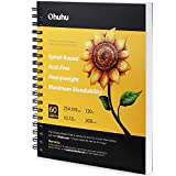 Ohuhu Marker Pads Art Sketchbook, 7.6'x10' Large Paper Size, 120LB/200GSM Heavy Smooth Drawing Papers, 60 Sheets/120 Pages, Spiral Bound Sketch Book for Alcohol Markers Back to School Supplies